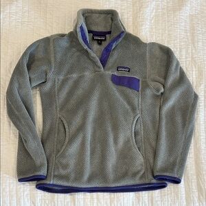 Patagonia Gray Fleece with Purple Trim